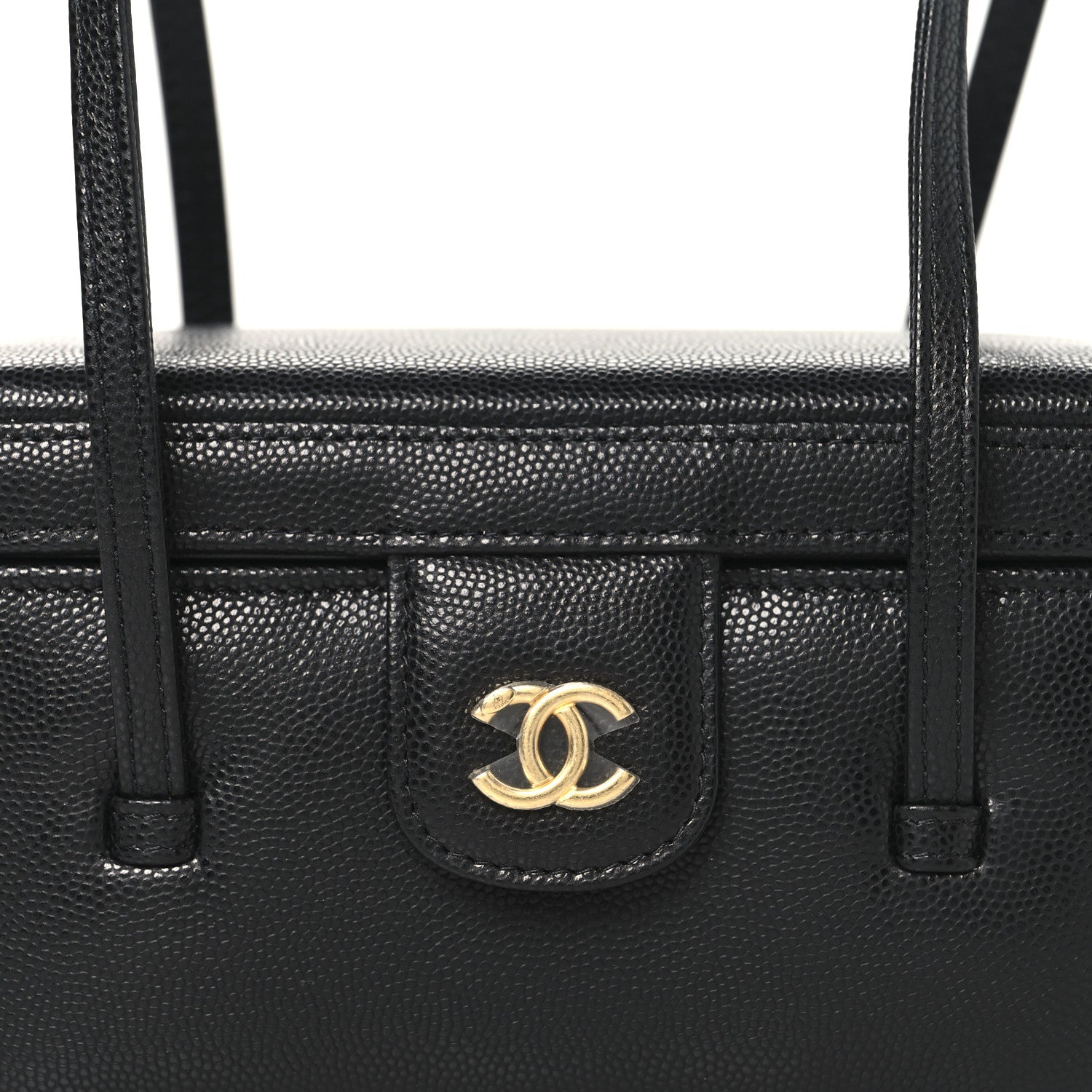 Chanel Shiny Caviar Preppy Coco Long Vanity With Strap Black