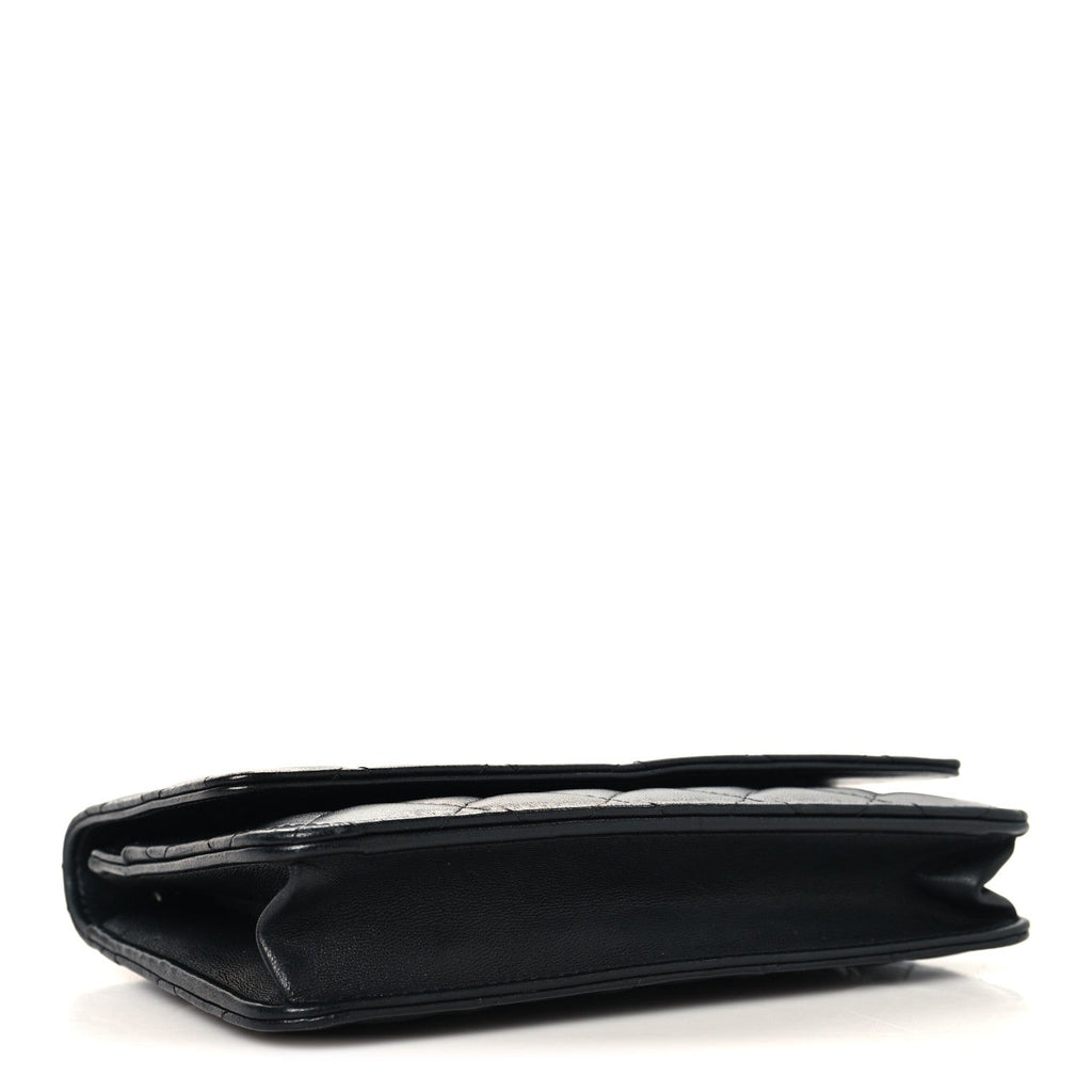 Chanel Lambskin Quilted Wallet On Chain WOC Black