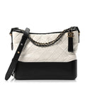 Chanel Aged Calfskin Quilted Medium Gabrielle Hobo Black White