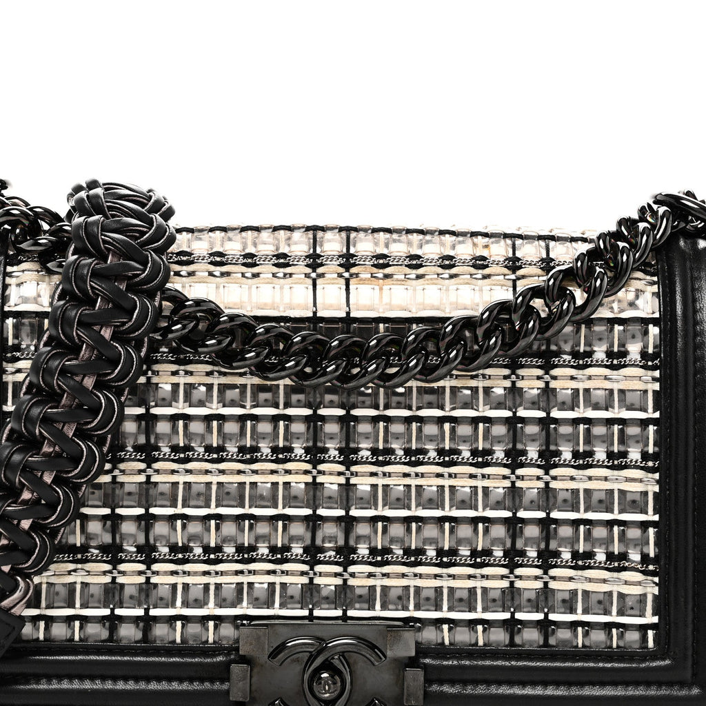 Chanel PVC Thread Woven Medium Boy Flap Black