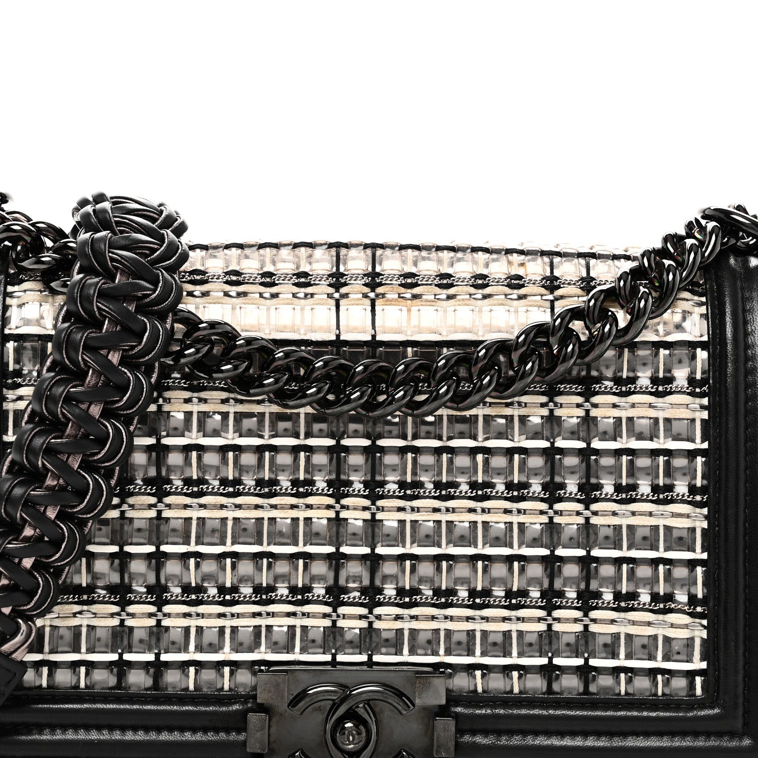 Chanel PVC Thread Woven Medium Boy Flap Black