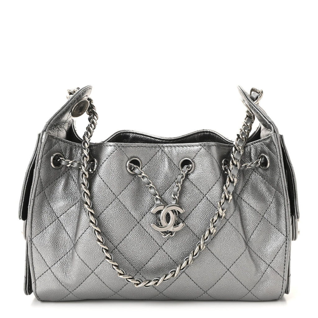Chanel Metallic Caviar Quilted Mini Chanel 25 Handbag Anthracite