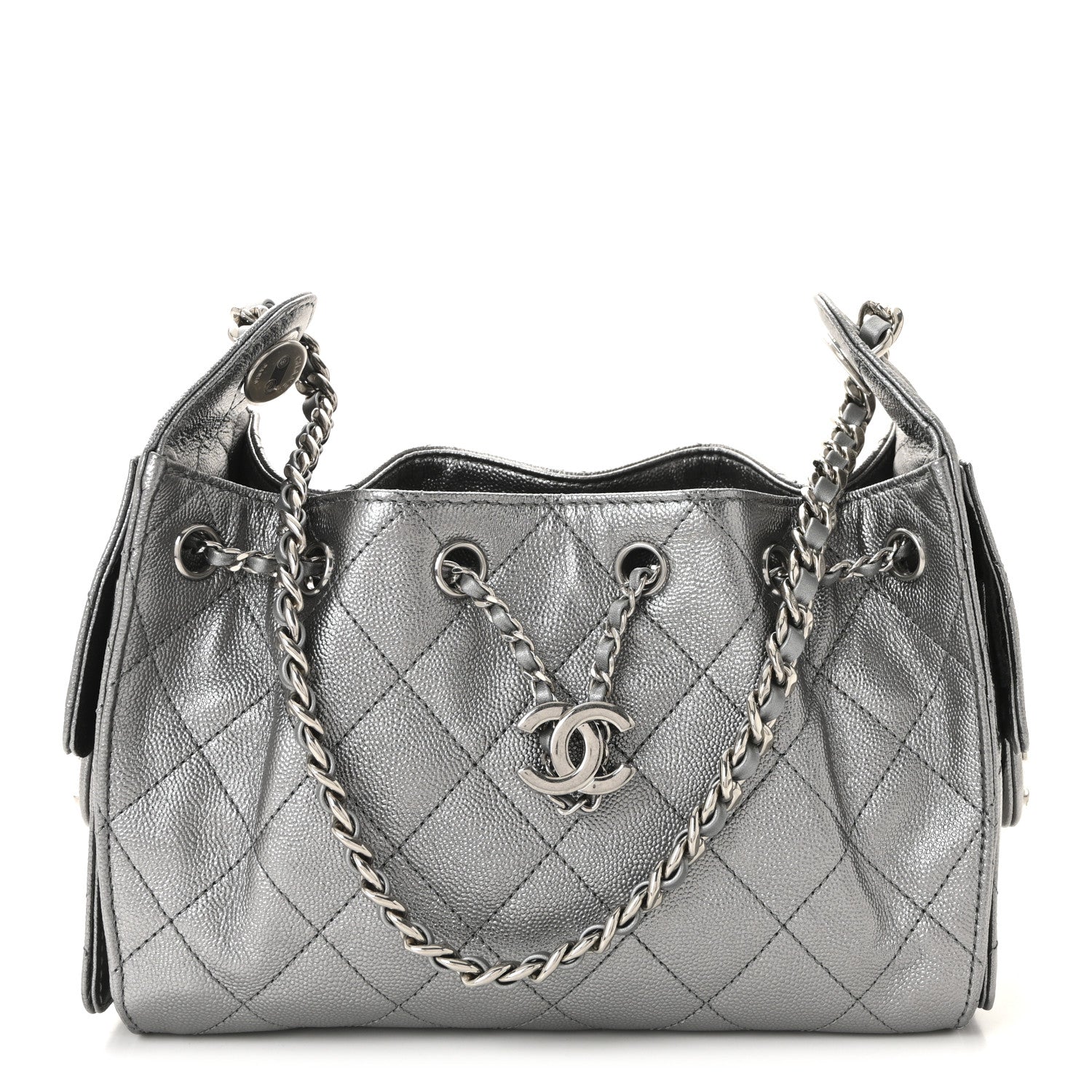 Chanel Metallic Caviar Quilted Mini Chanel 25 Handbag Anthracite
