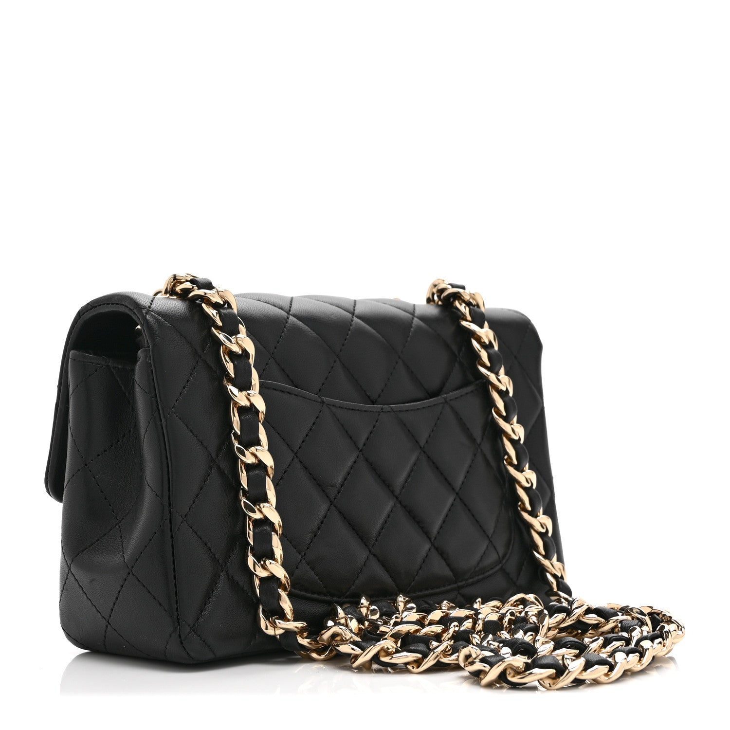 Chanel Lambskin Quilted Mini Coco Charms Rectangular Flap Black