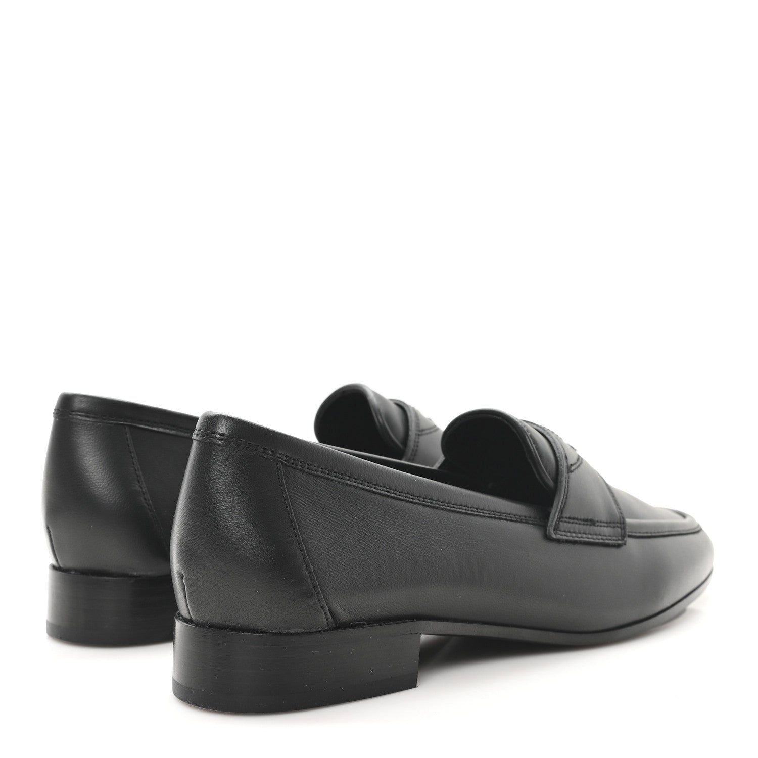 Calfskin Womens Stitched CC Loafers 38 Black