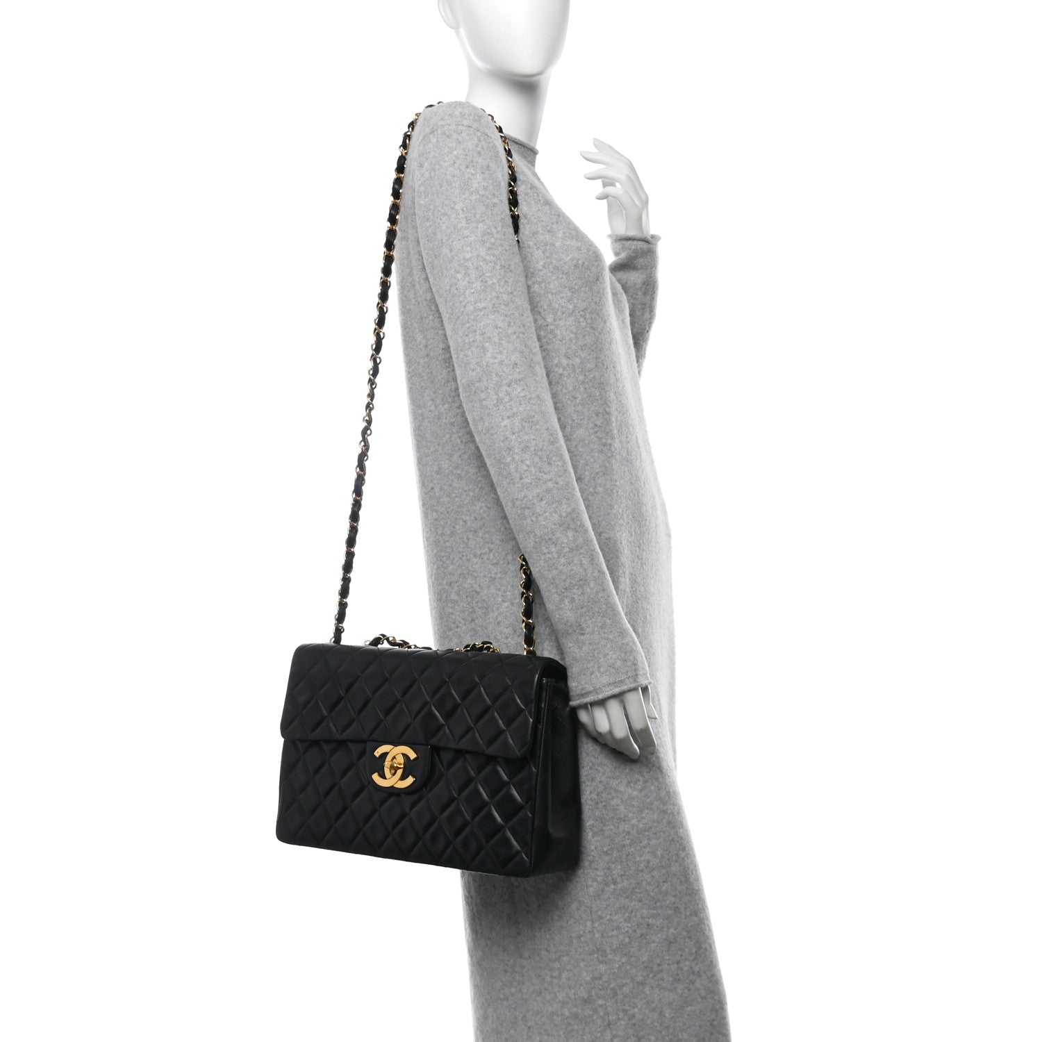Chanel Lambskin Quilted XL Jumbo Single Flap Black