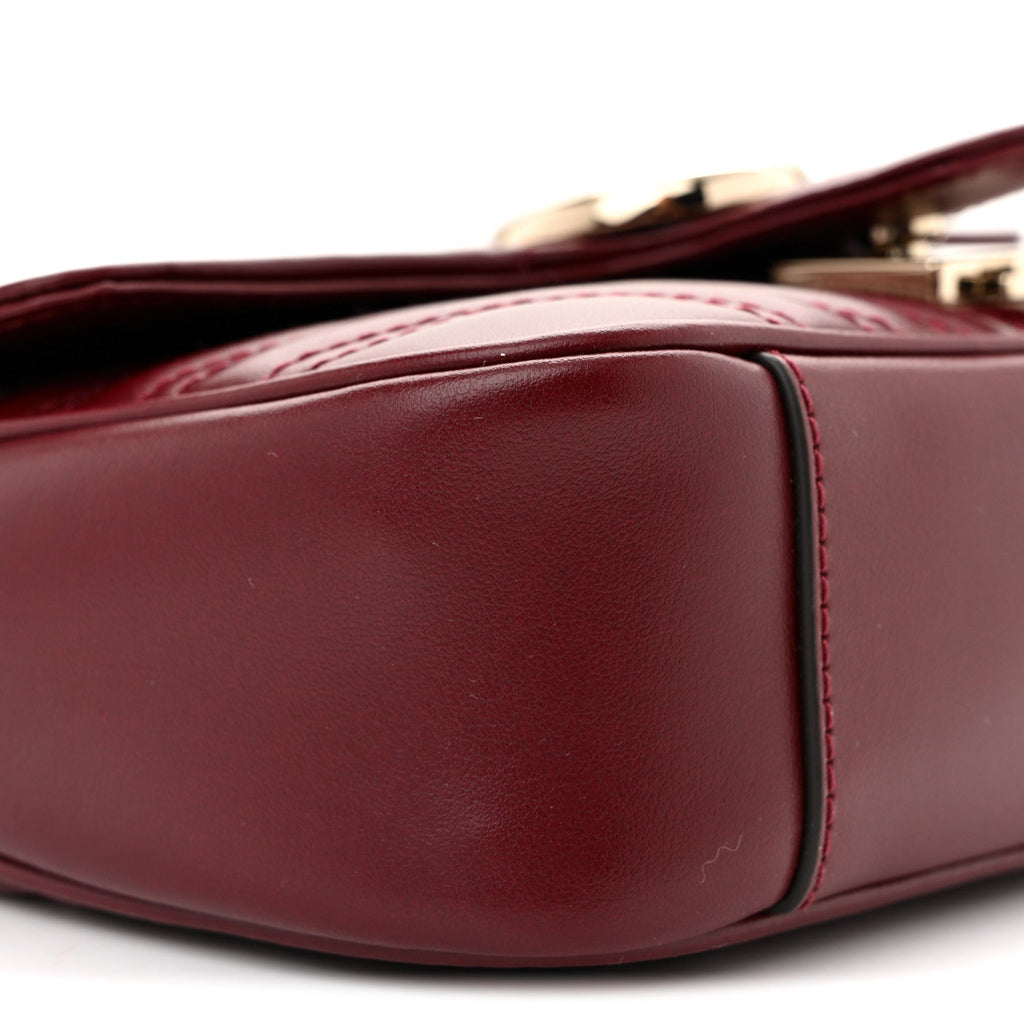 Gucci Calfskin Matelasse Mini GG Marmont Shoulder Bag Rosso Ancora