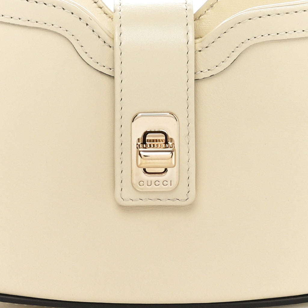 Gucci Calfskin Mini Moon Side Shoulder Bag Ivory