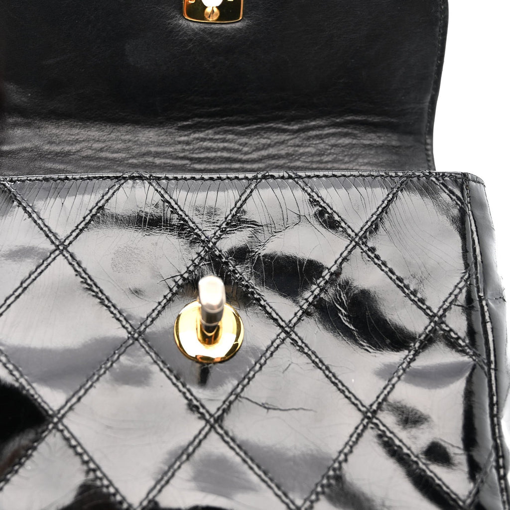 Chanel Patent Flap Waist Belt Bag Black