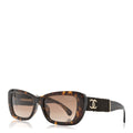 Acetate Tweed Wool CC Rectangle Sunglasses 5514 Tortoise