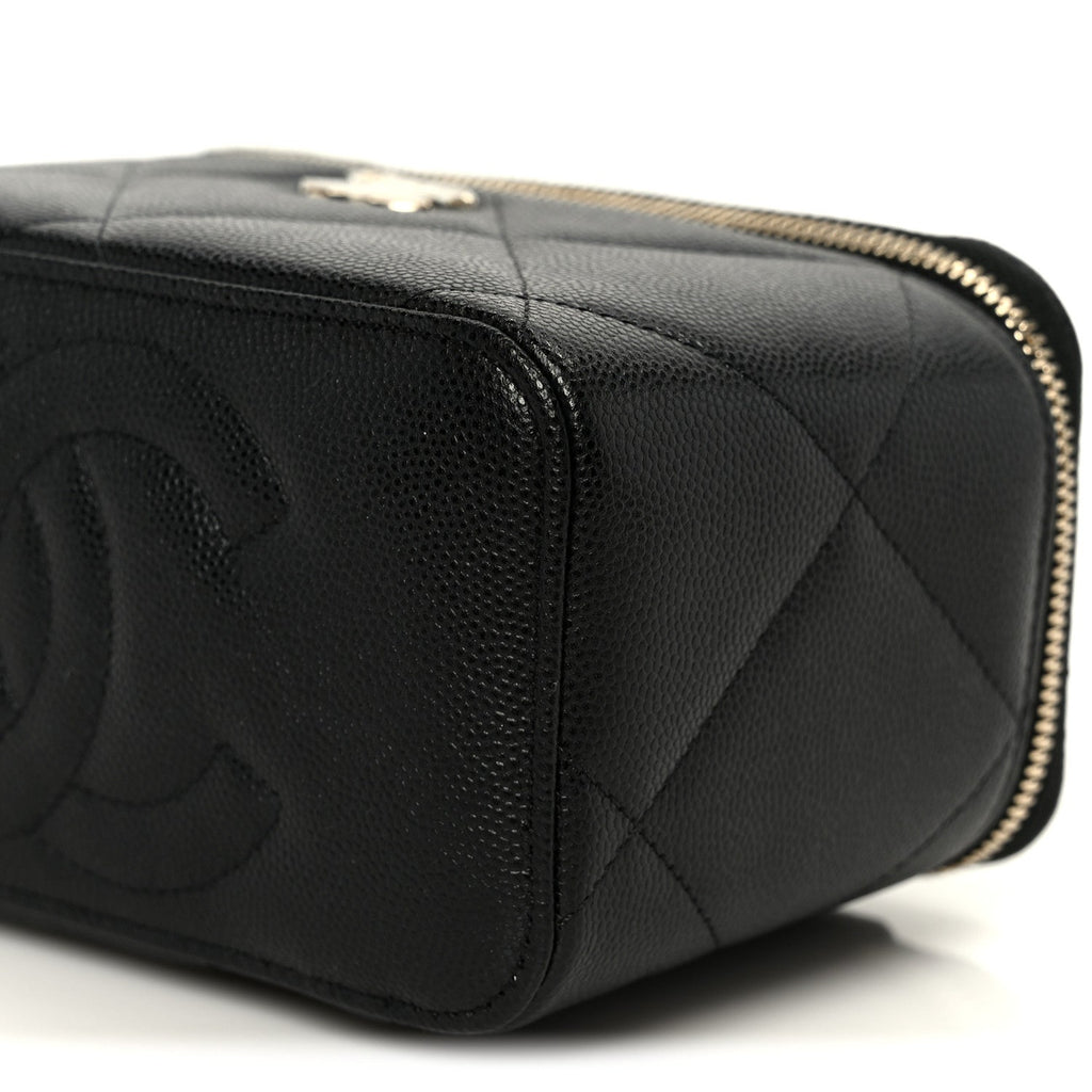 Chanel Caviar Quilted Top Handle Long Vanity Black