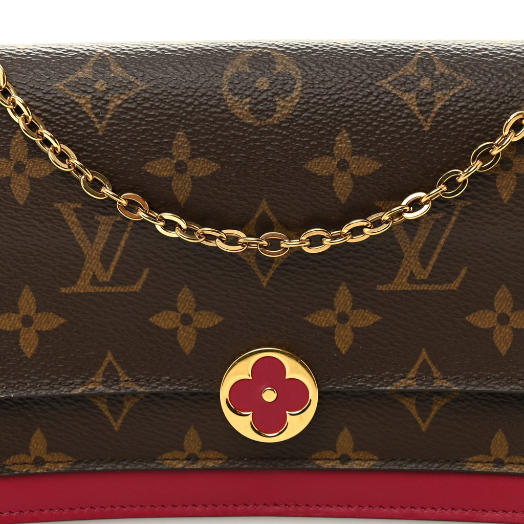 Louis Vuitton Monogram Flore Chain Wallet Fuchsia