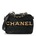 Chanel Calfskin Quilted Enchained Camera Case Bag Black
