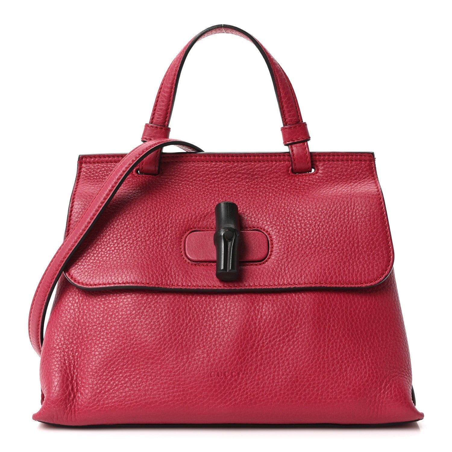 Gucci Cellarius Calfskin Small Bamboo Daily Top Handle Bag  Dark Pink