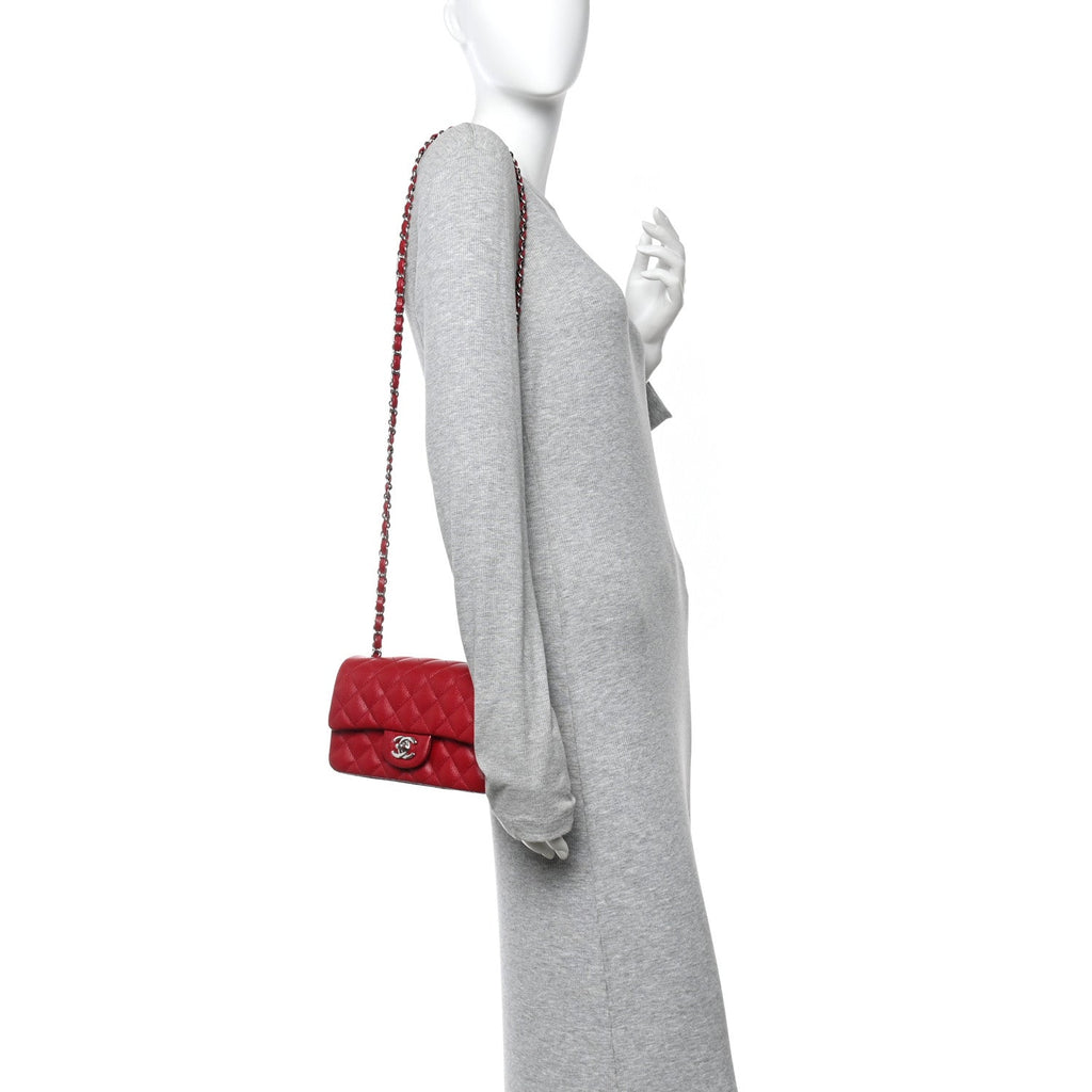 Chanel Caviar Quilted Mini Rectangular Flap Dark Red