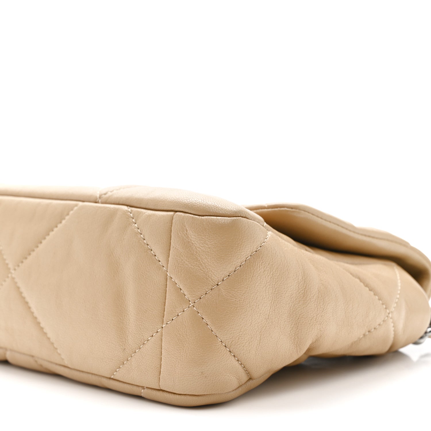 Chanel Goatskin Quilted Medium Chanel 19 Flap Dark Beige