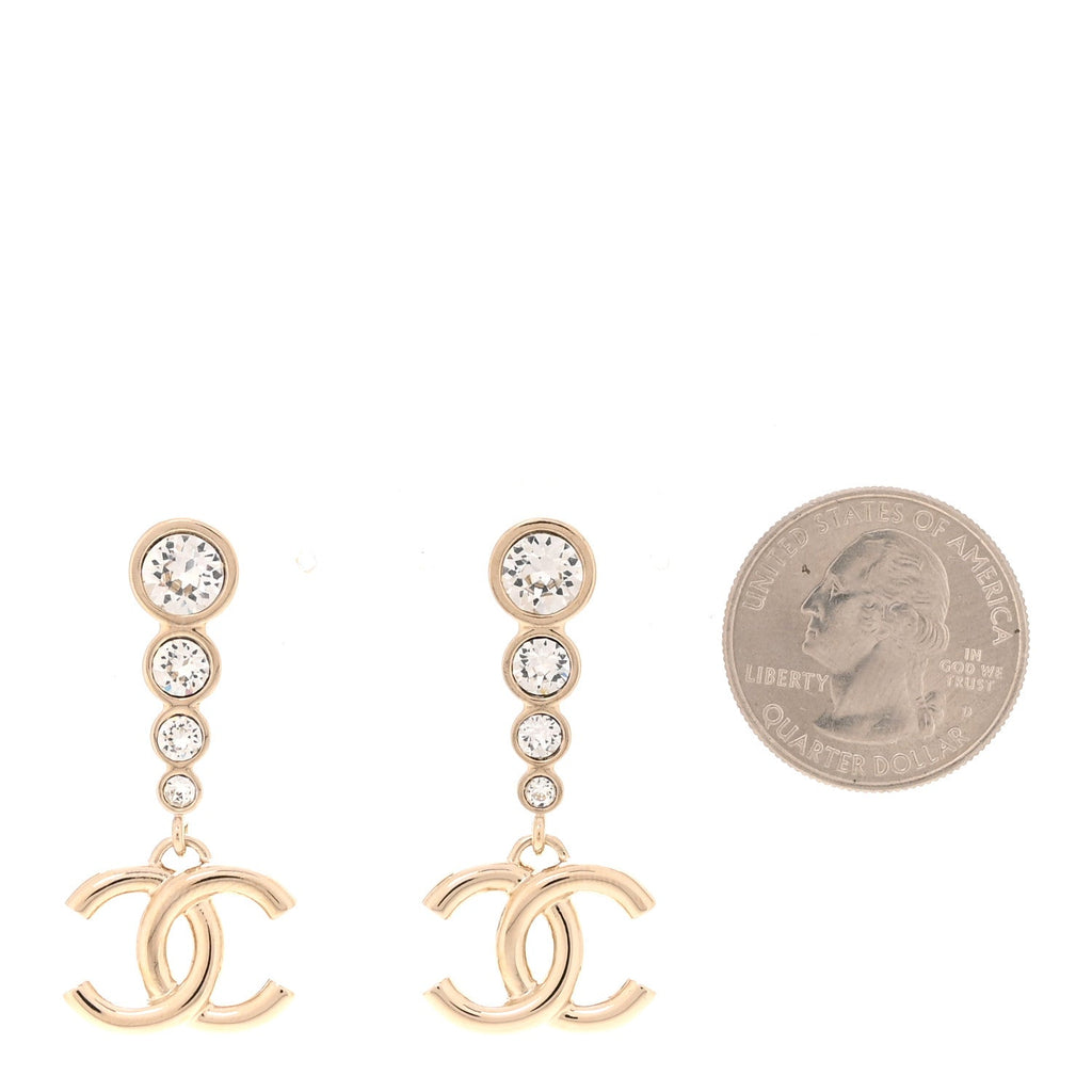 Crystal CC Drop Earrings Gold