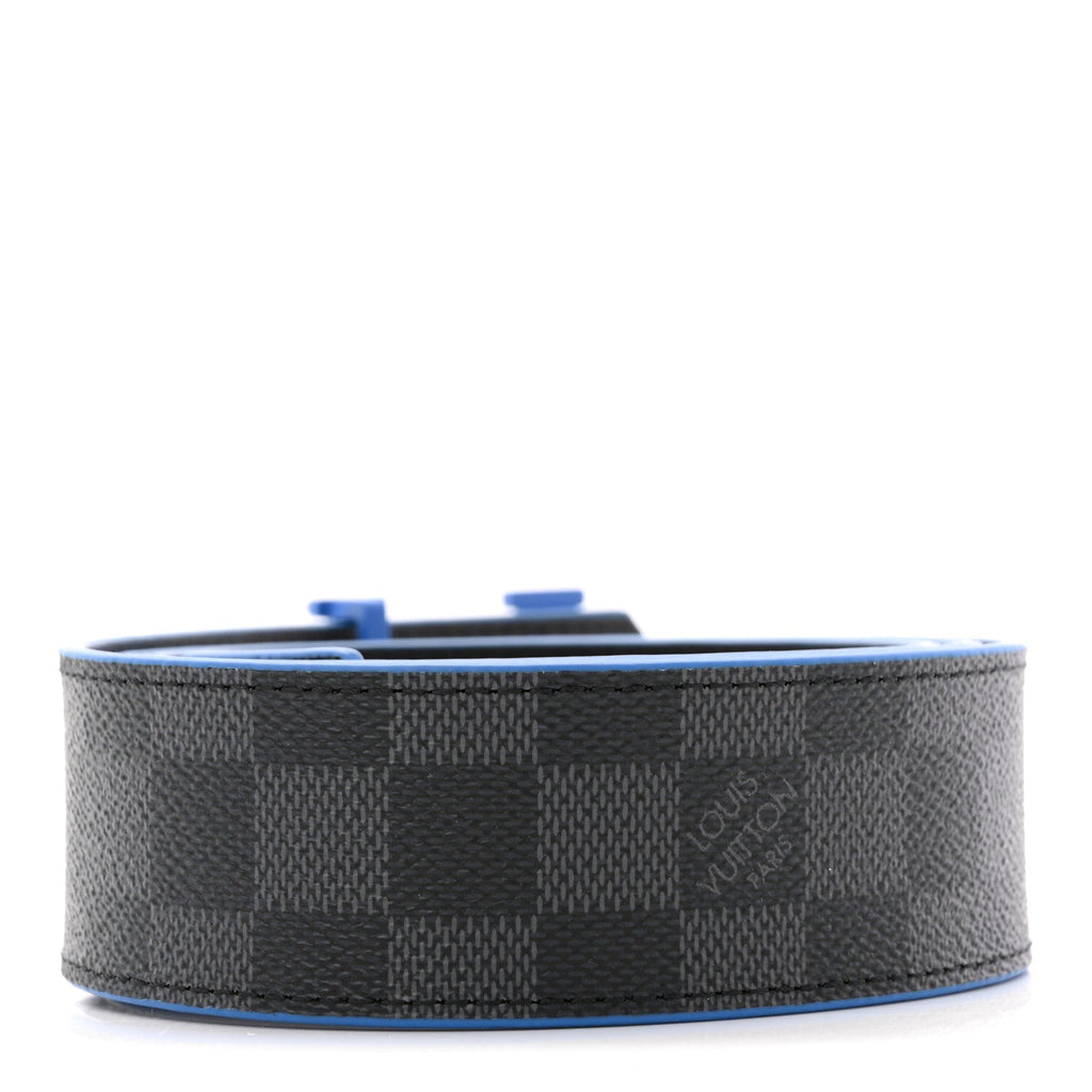 Louis Vuitton Damier Graphite Calfskin 40mm LV Initiales Reversible Belt 95 38 Blue