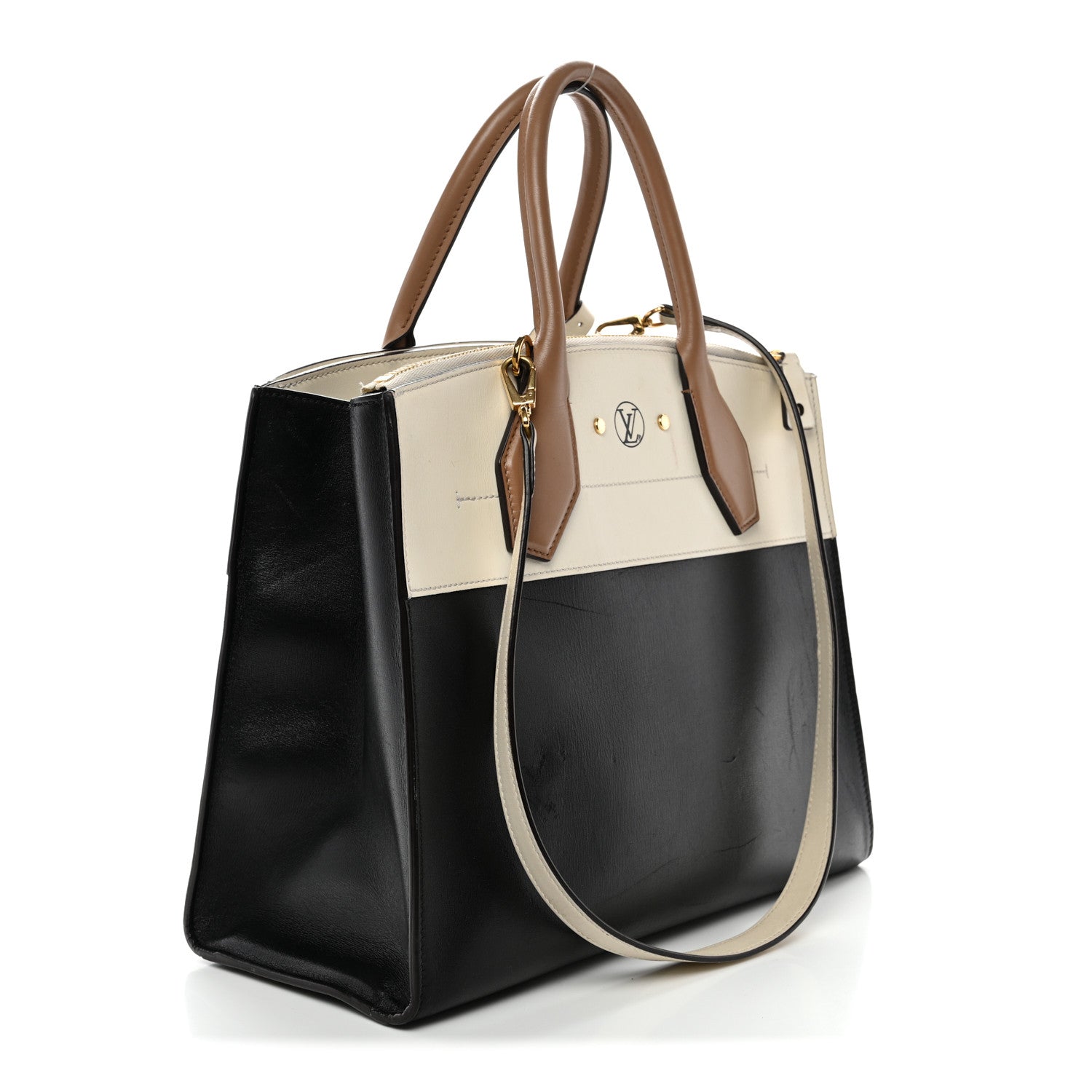 Louis Vuitton Taurillon City Steamer MM Creme Beige Black