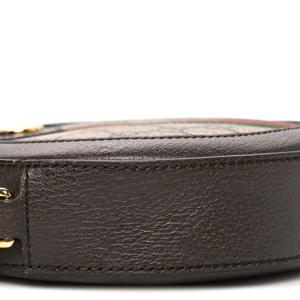 Gucci GG Supreme Monogram Web Mini Ophidia Round Shoulder Bag Brown