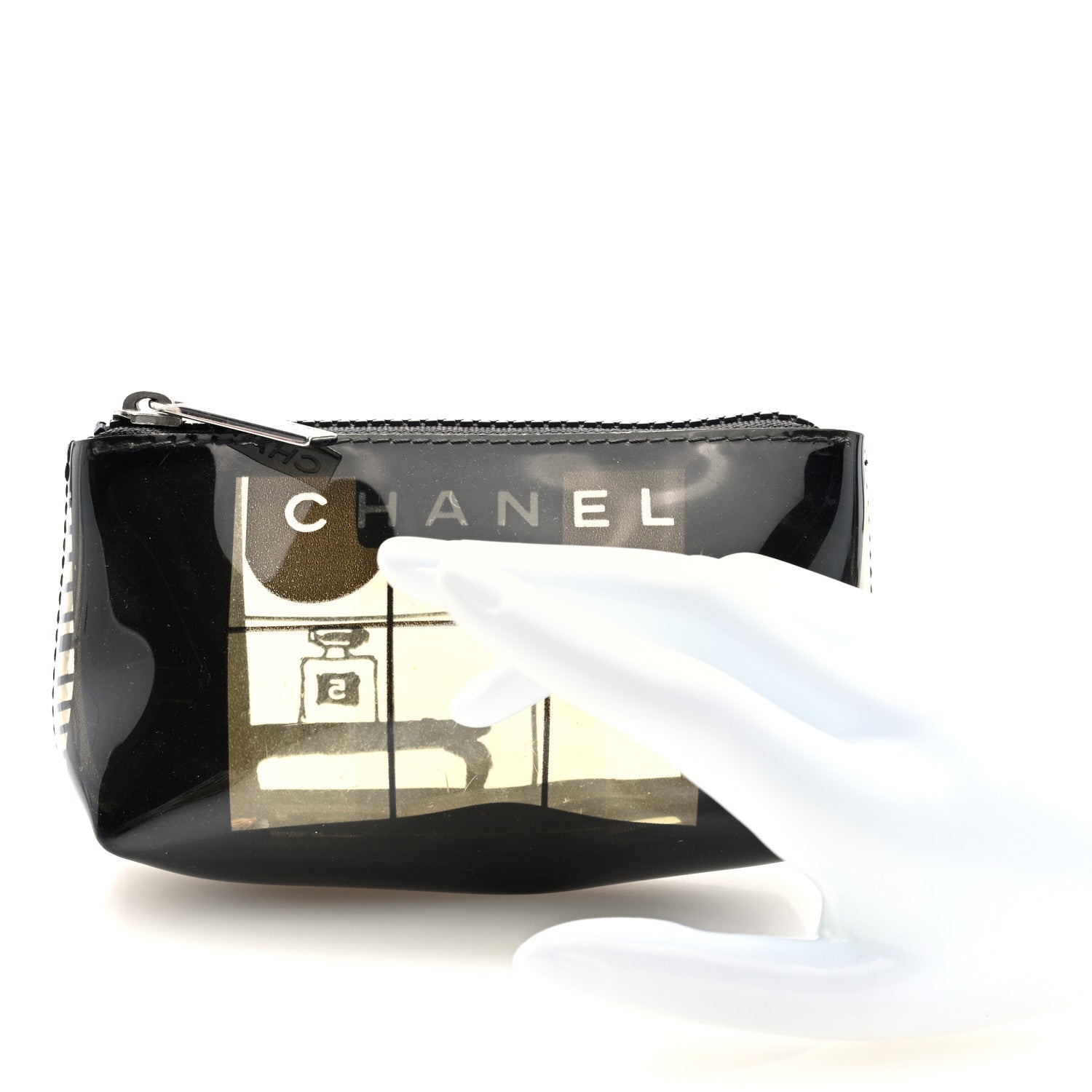 Chanel Vinyl Coco Window Cosmetic Pouch Black