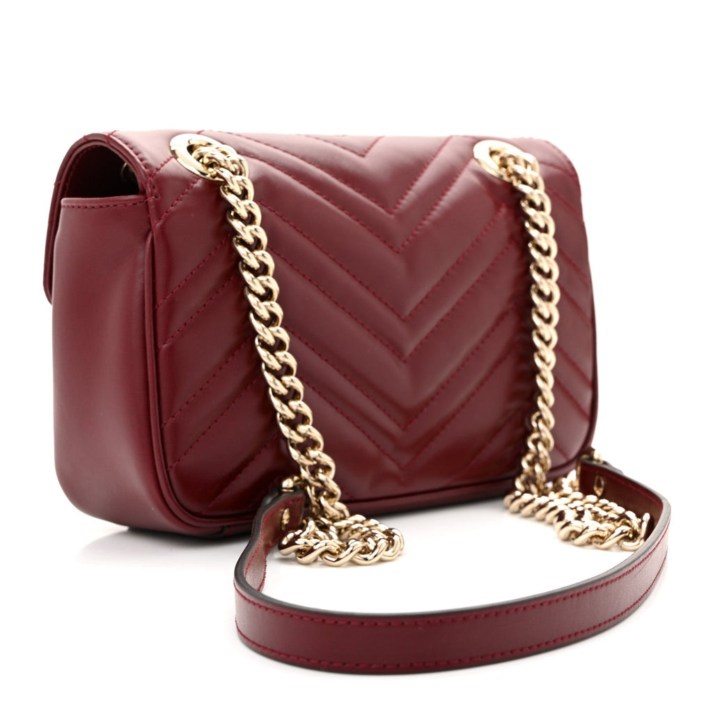 Gucci Calfskin Matelasse Mini GG Marmont Shoulder Bag Rosso Ancora