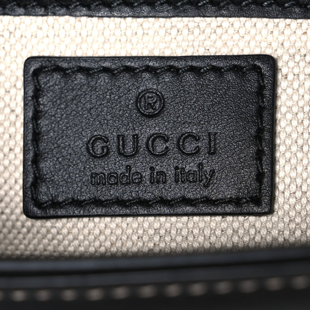 Gucci GG Supreme Monogram Horsebit 1955 Soft Small Shoulder Bag Beige Black