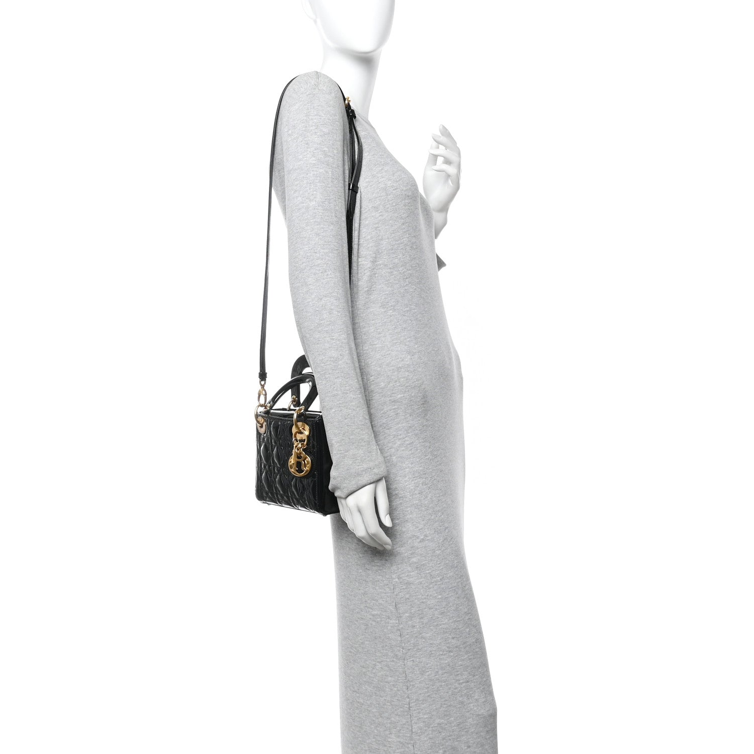 Christian Dior Patent Cannage Mini Lady Dior Black