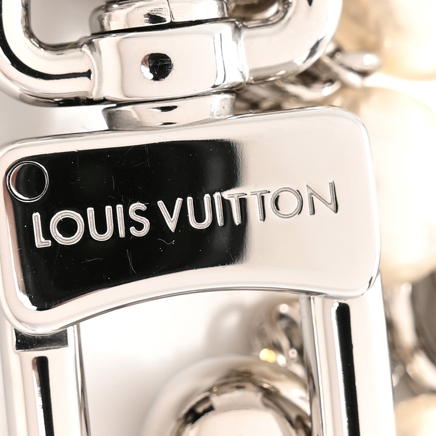 Louis Vuitton Metal Pearl Chain Midnight Bag Charm Silver