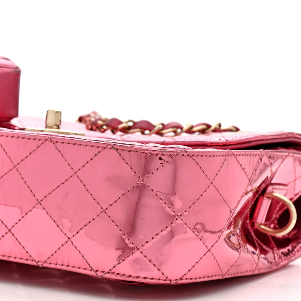 Chanel Mirror Calfskin Metallic Calfskin Quilted Hollywood Boulevard Backpack Pink