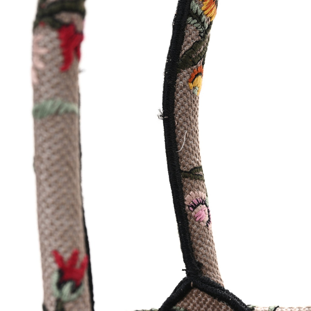 Christian Dior Canvas Embroidered Petites Fleurs Medium Book Tote Rose Multicolor