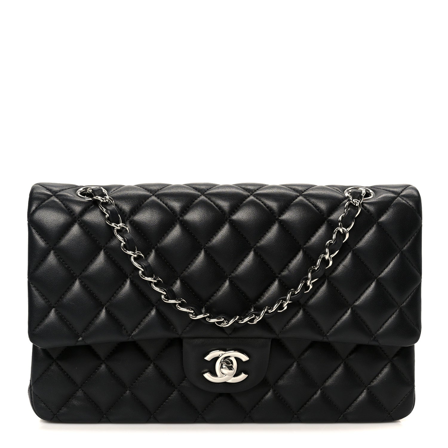 Chanel Lambskin Quilted Medium Double Flap Black