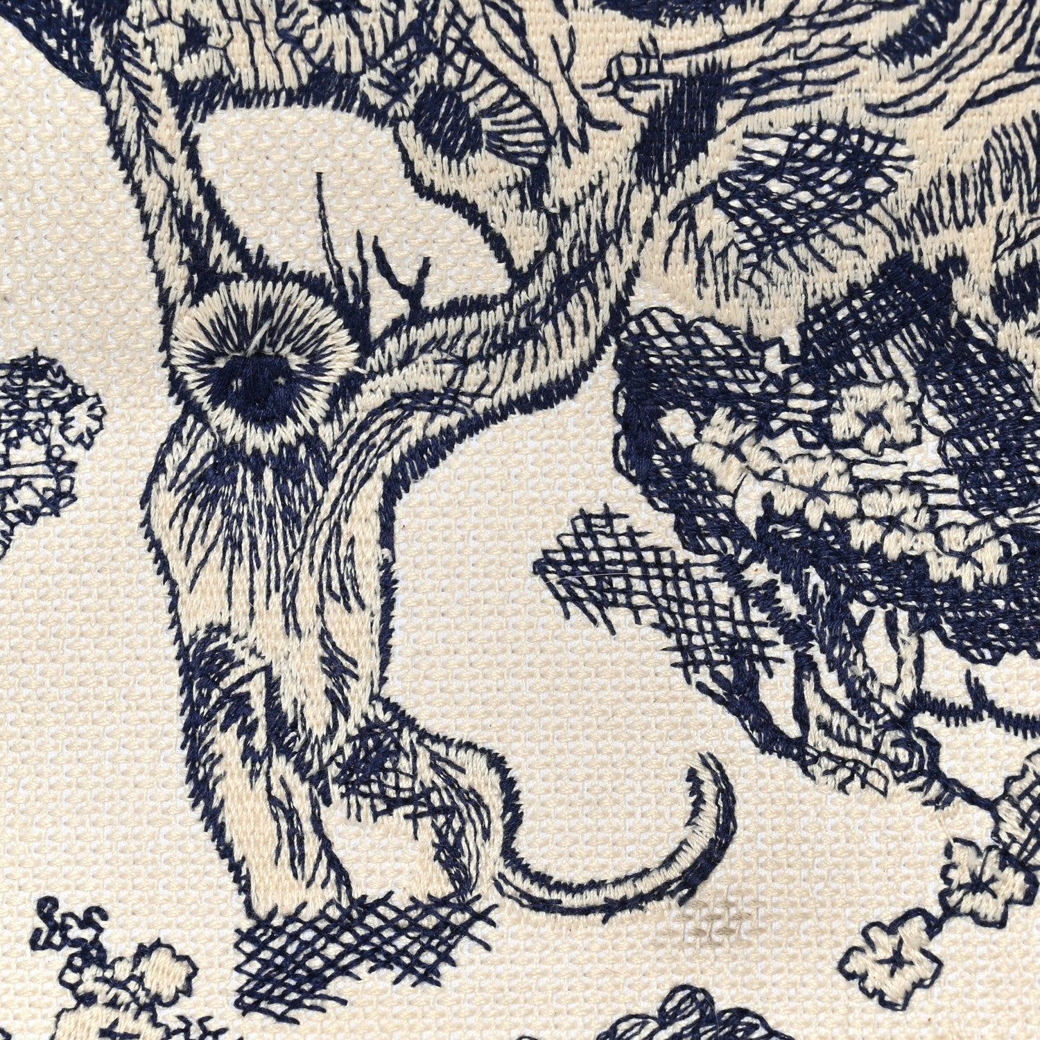 Christian Dior Canvas Embroidered Large Dioriviera Toile De Jouy Book Tote Blue