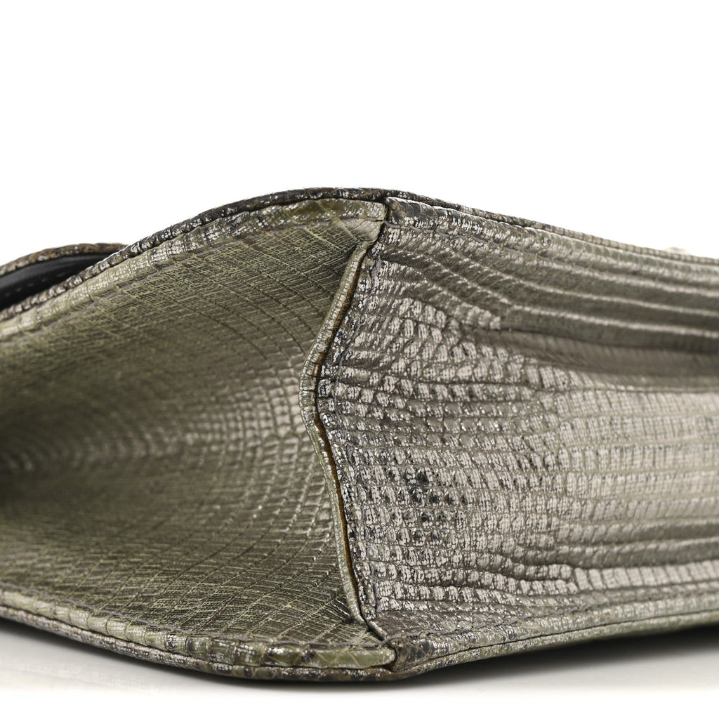 Christian Dior Metallic Lizard Miss Dior Promenade Pouch Gunmetal