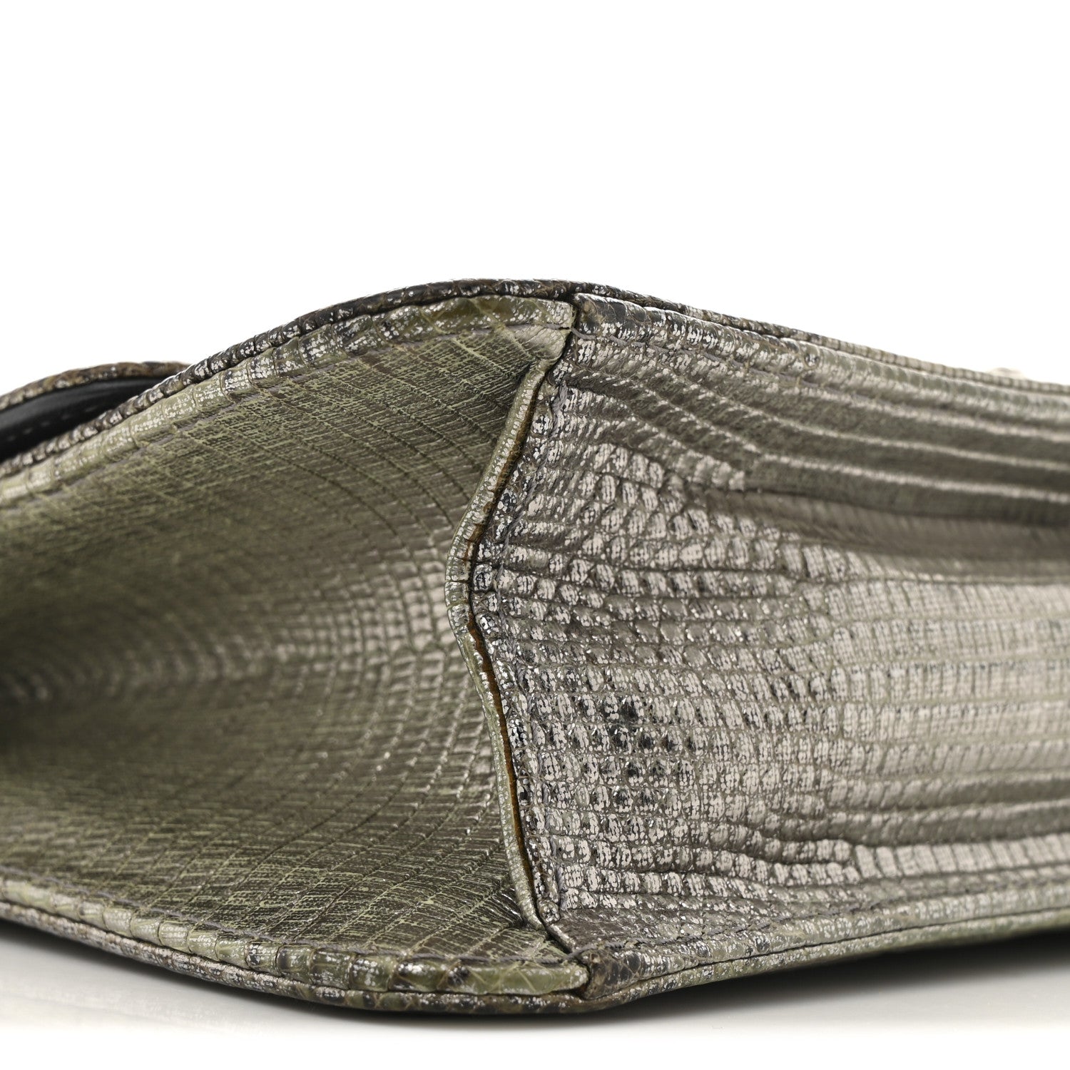 Christian Dior Metallic Lizard Miss Dior Promenade Pouch Gunmetal