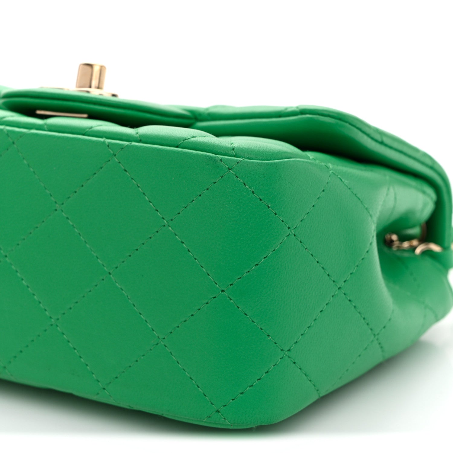Chanel Lambskin Quilted Mini Square Flap Green