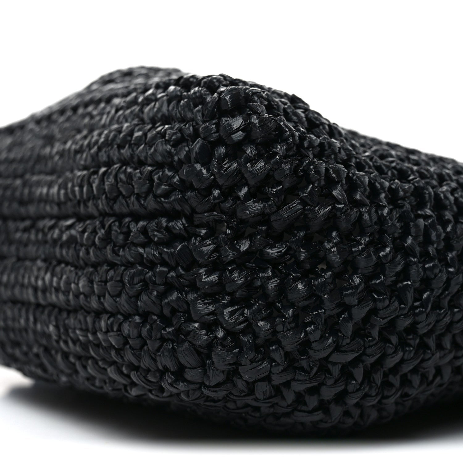 Prada Yarn Raffia Effect Crochet Small Logo Tote Black