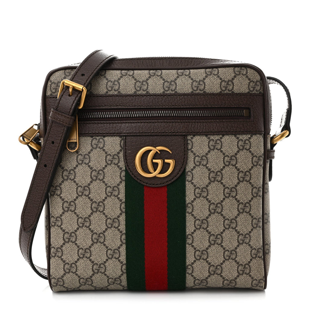 Gucci GG Supreme Monogram Web Small Ophidia Messenger Bag Brown