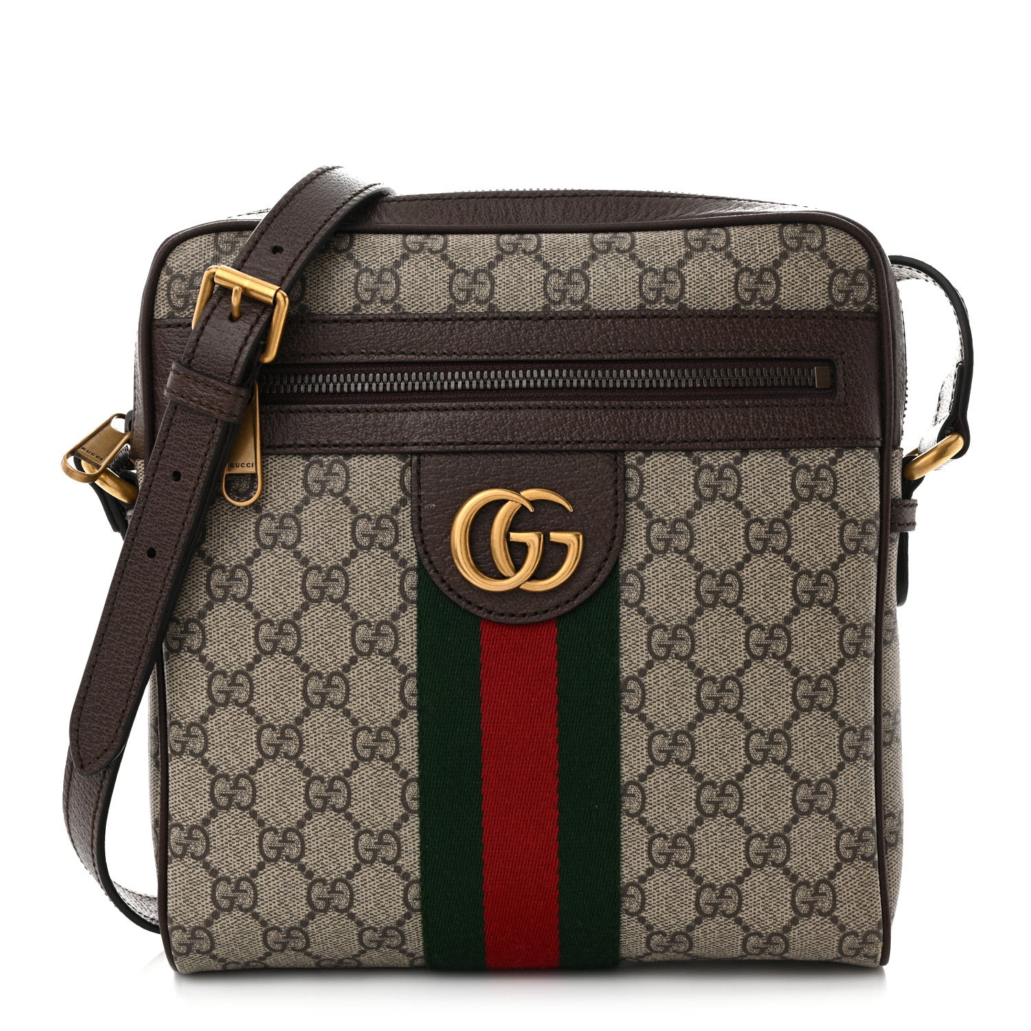Gucci GG Supreme Monogram Web Small Ophidia Messenger Bag Brown