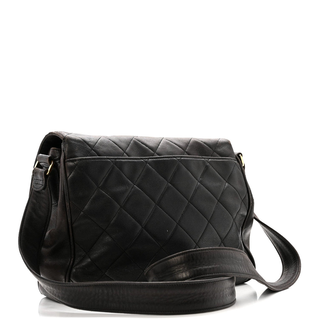 Chanel Lambskin Quilted Flap Shoulder Bag Black