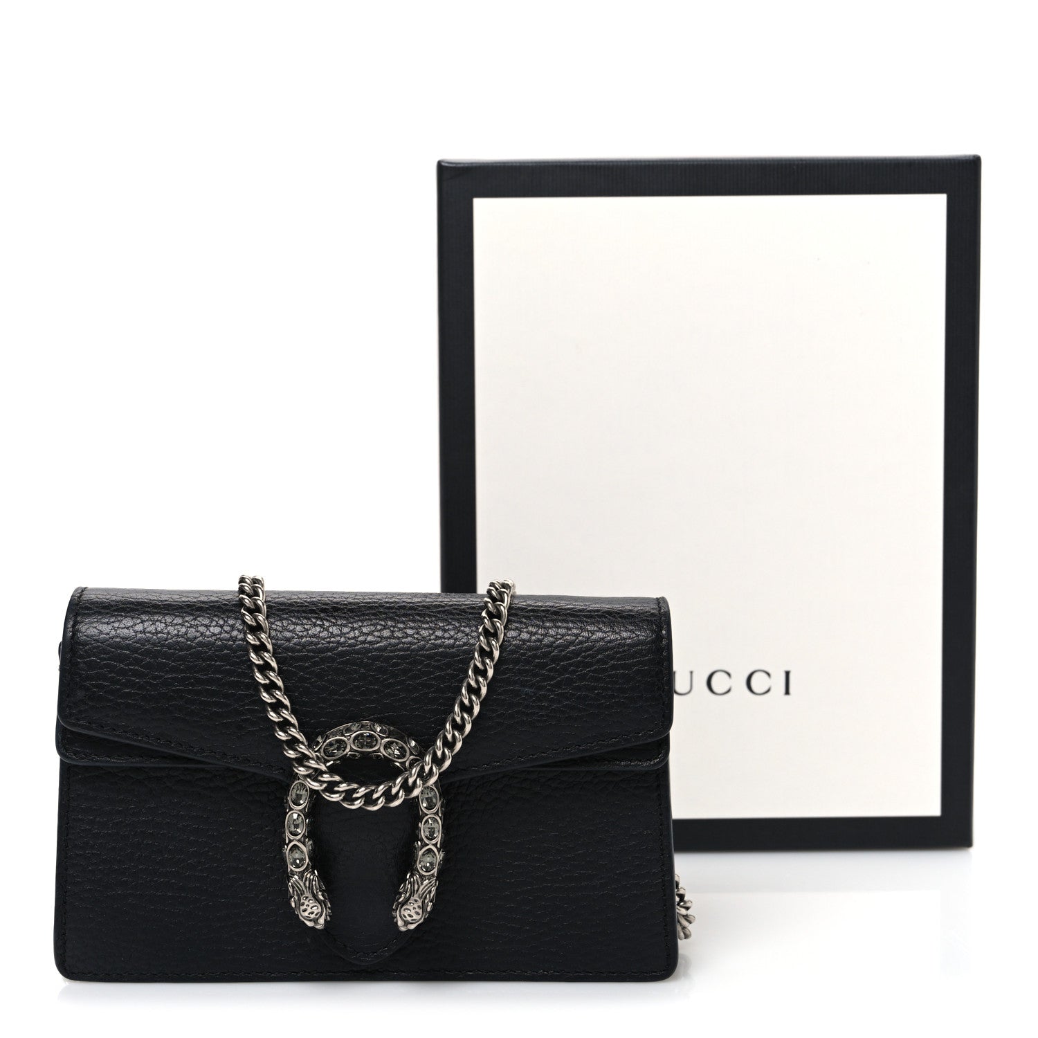 Gucci Calfskin Super Mini Dionysus Shoulder Bag Black