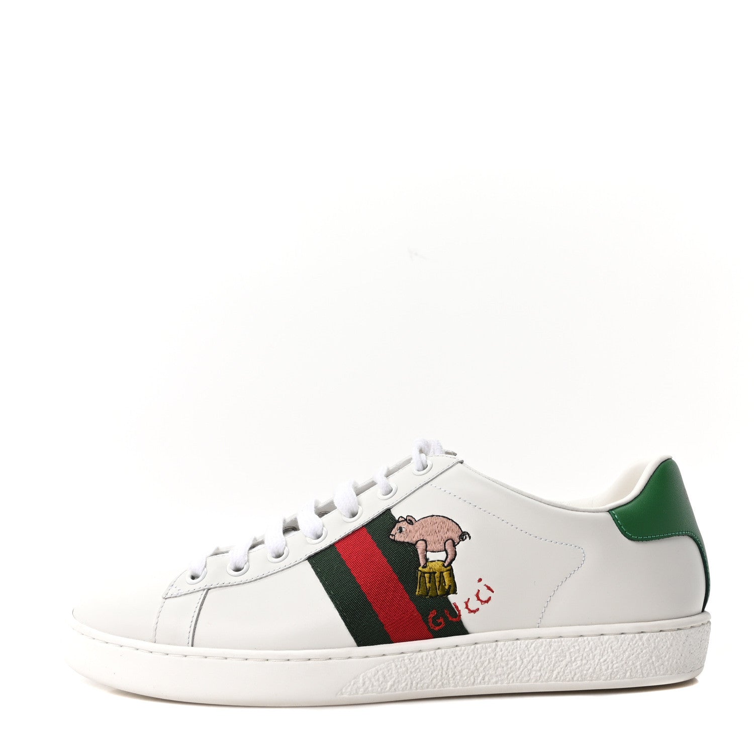 Gucci Calfskin Web Embroidered Womens Ace Sneakers 40 White