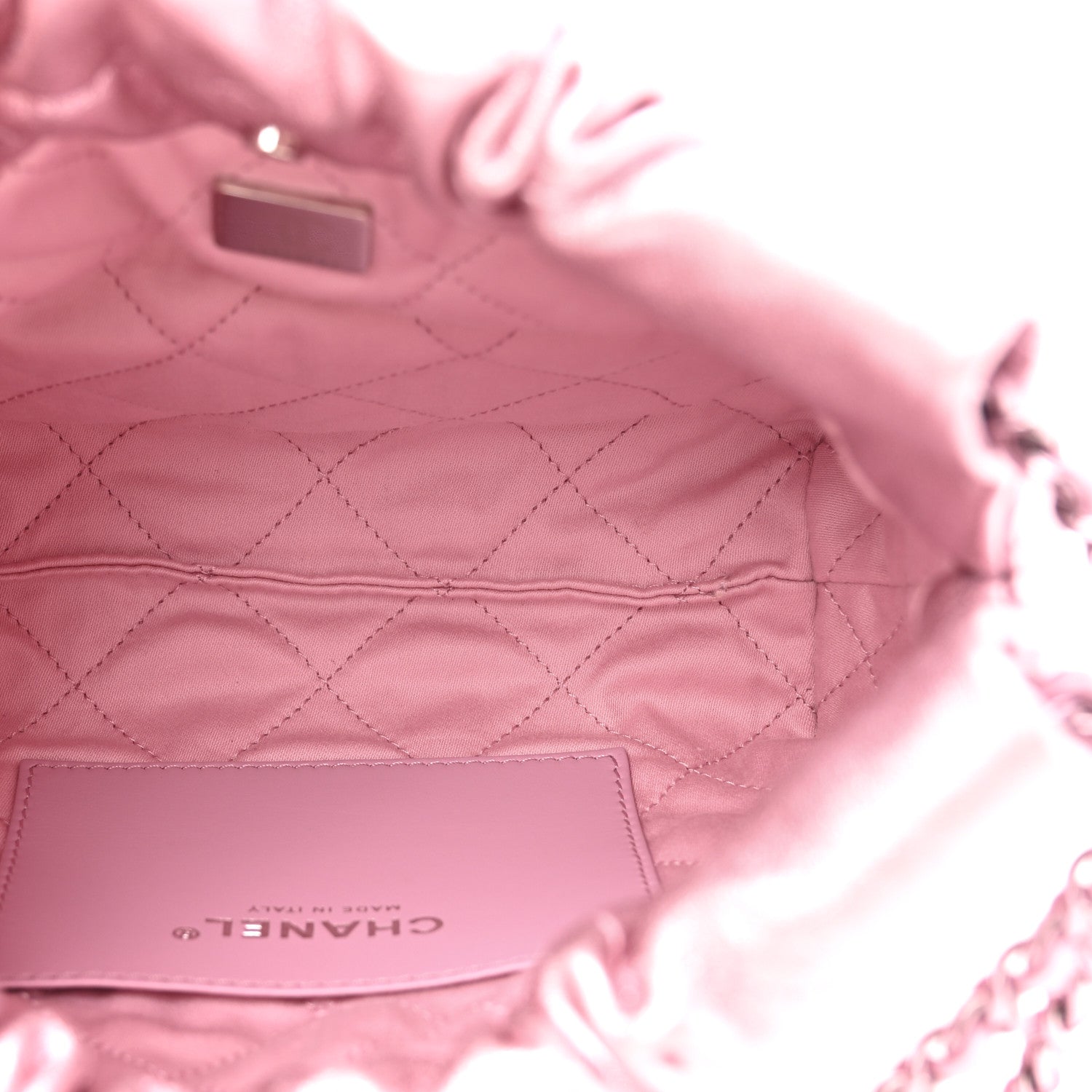 Chanel Metallic Lambskin Lacquered Monochrome Quilted Mini Chanel 22 Pink