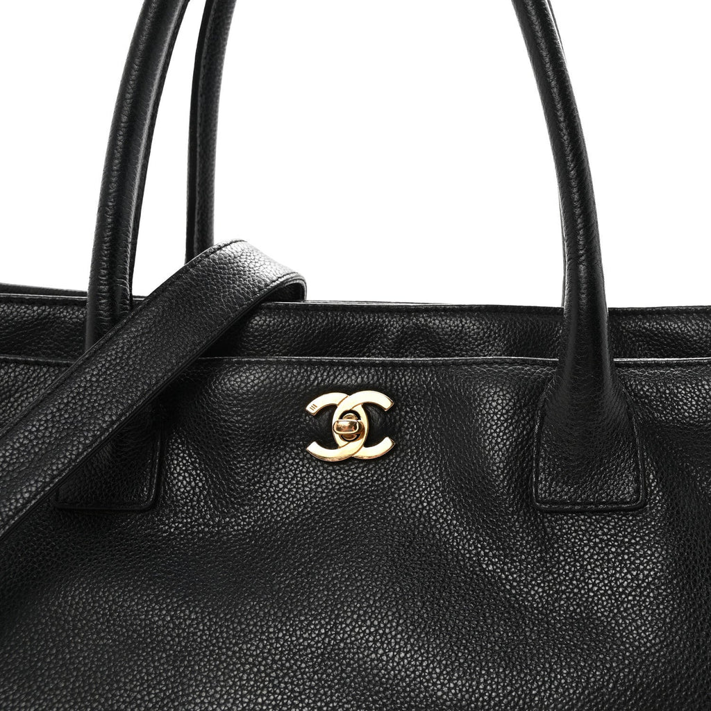 Chanel Calfskin Cerf Executive Shopper Tote Black
