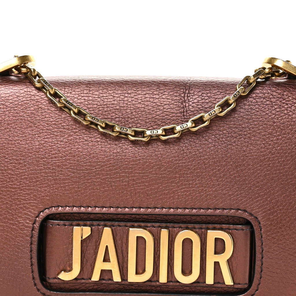 Christian Dior Metallic Calfskin J'Adior Chain Flap Bag Noisette