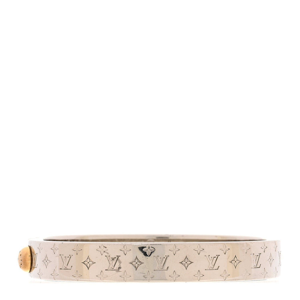 Louis Vuitton Brass Palladium Plated Nanogram Cuff S Silver