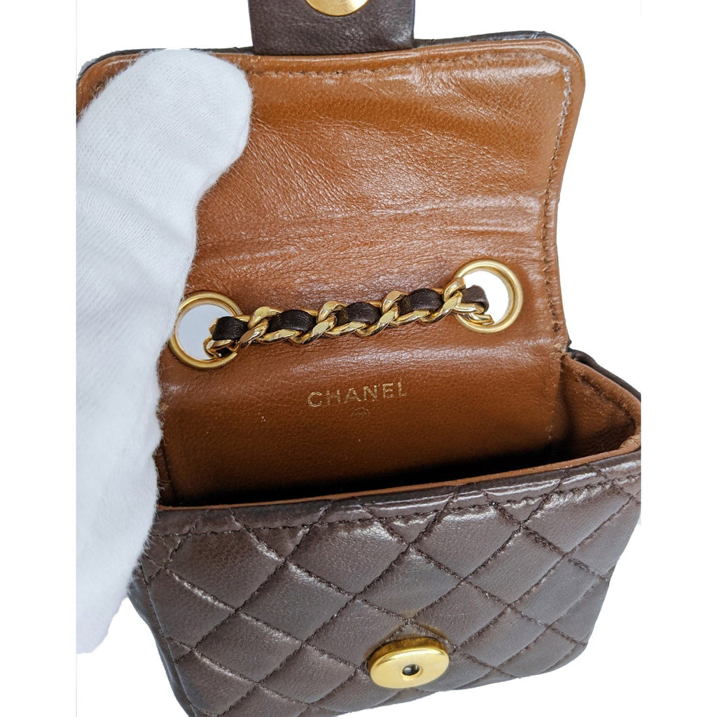 Chanel Vintage Brown Quilted Micro Belt Bag