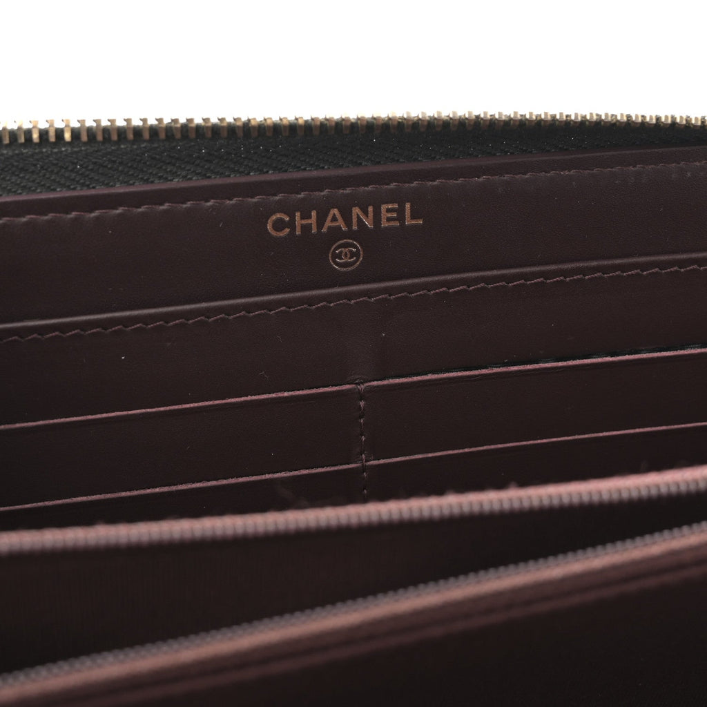 Caviar Quilted Large Gusset Zip Around Wallet Black