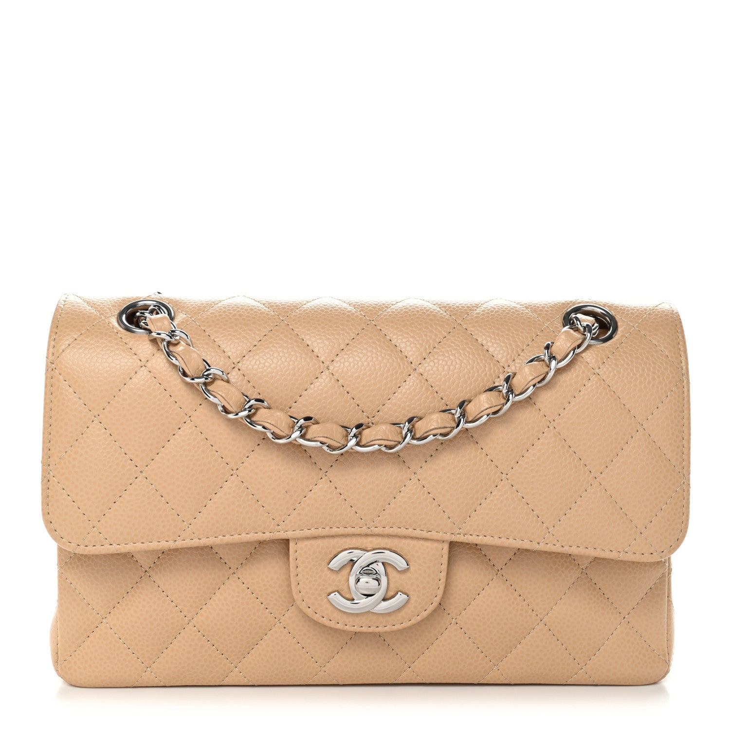 Chanel Caviar Quilted Small Double Flap Beige