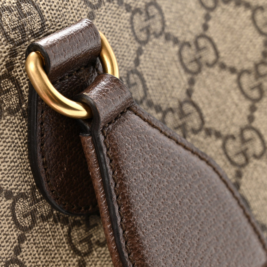 Gucci GG Supreme Monogram Web Medium Neo Vintage Flap Messenger Bag Beige New Acero